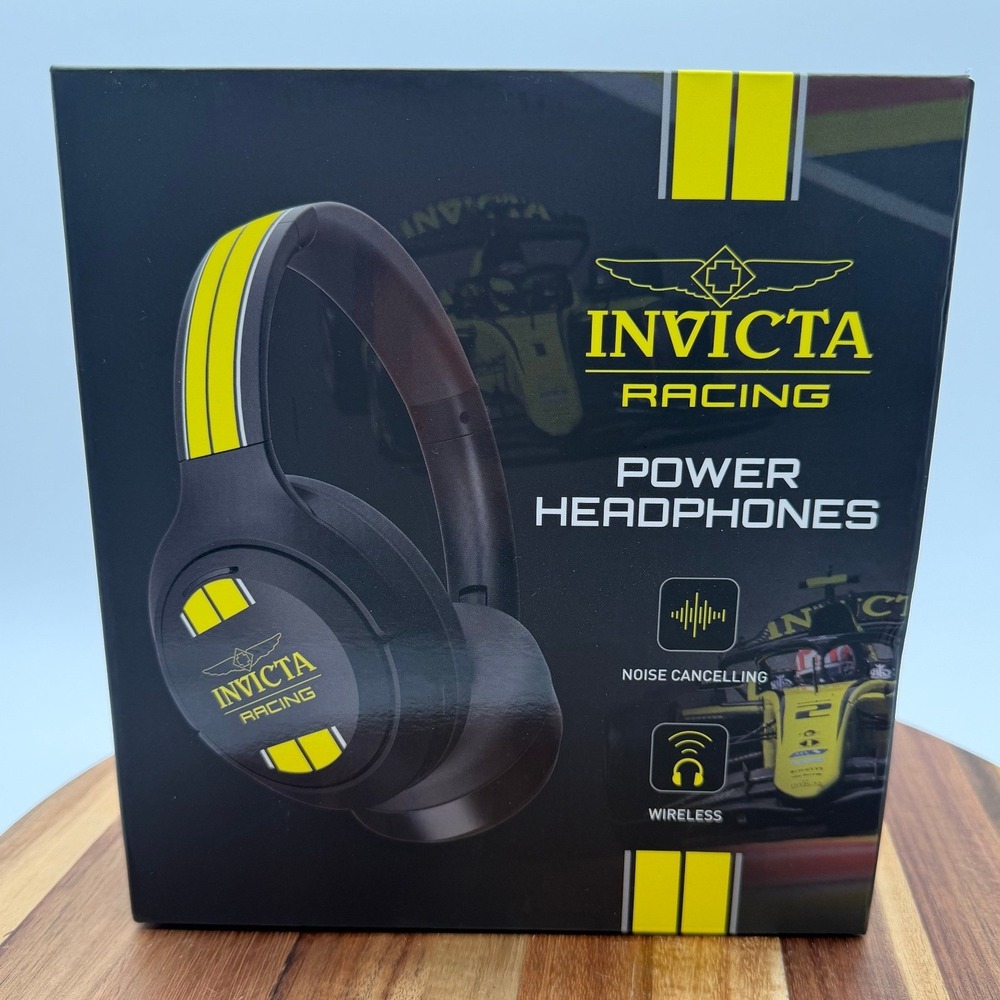 Invicta Racing Power Headphones Wireless Noise Cancelling Black Yellow 2420